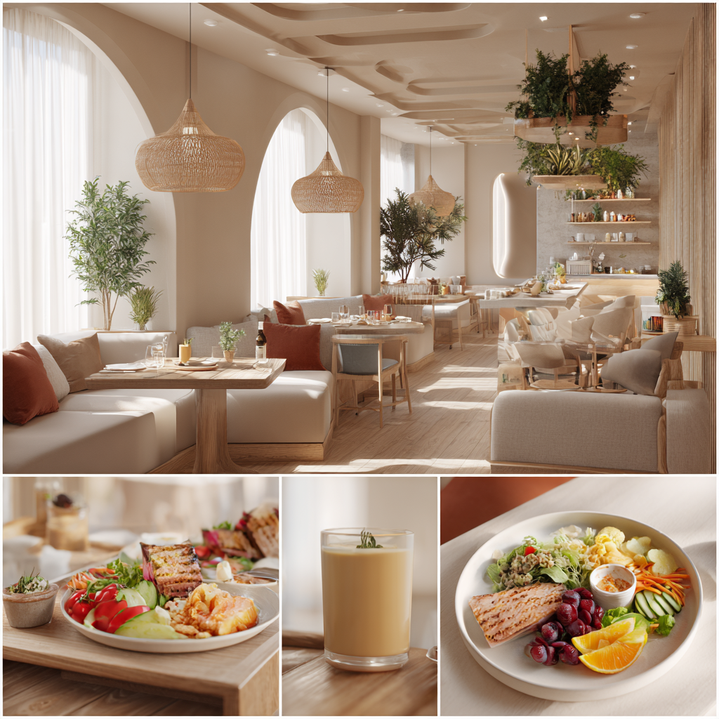 Alimente nutritive și sănătoase aranjate estetic